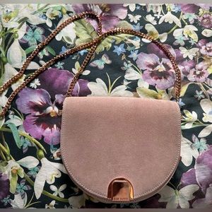 Ted Baker Pink Suede Flap Saddle Bag